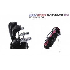 GIRLS LEFT HAND GRAPHITE EDITION MAGNUM GOLF CLUB SET w460cc Driver, 3 Wood +Hybrid Utility Iron + 6 - 9 Irons, Pitching Wedge +STAND BAG & Putter: ALL SIZES